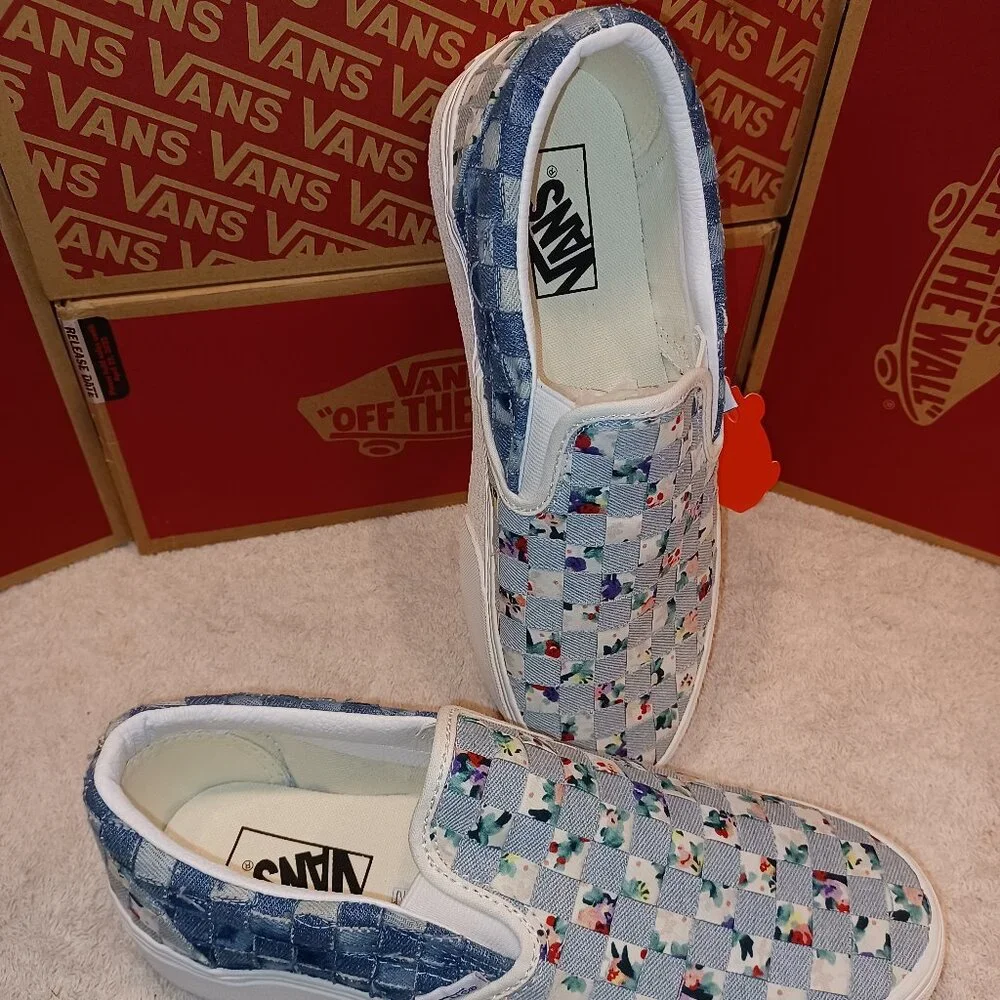 Vans Men's 6.5/Women's 8 Slip On Stacked Woven Floral Platform Shoes VN0A7Q5BB12 - Picture 12 of 12